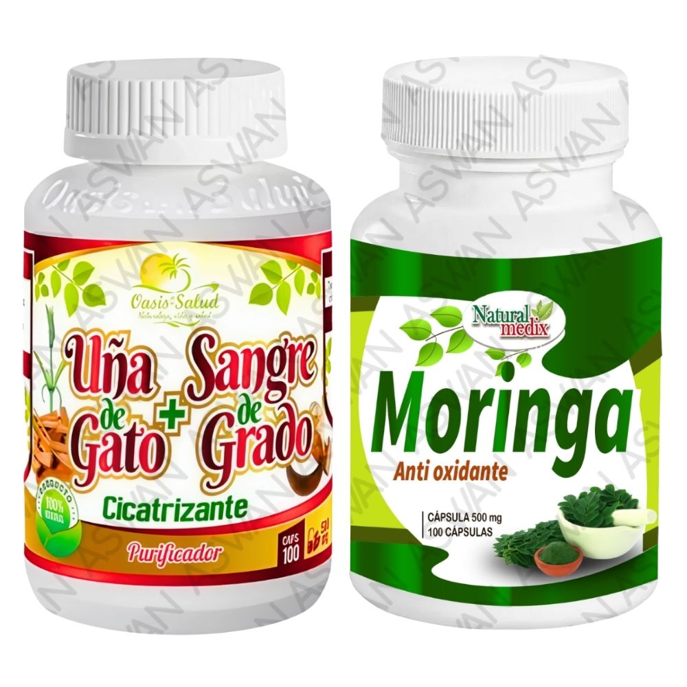 Pack Uña De Gato + Moringa 100 Cápsulas