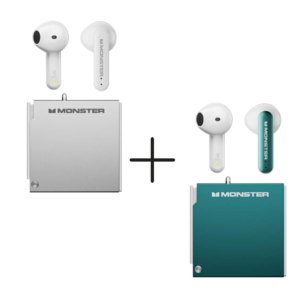 Audífonos Bluetooth Gamer Monster XKT17 Green + XKT17 Silver