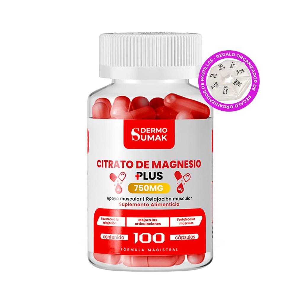 Citrato De Magnesio Plus 100Mg -100 Cap - Dermo Sumak Regalo Pastillero