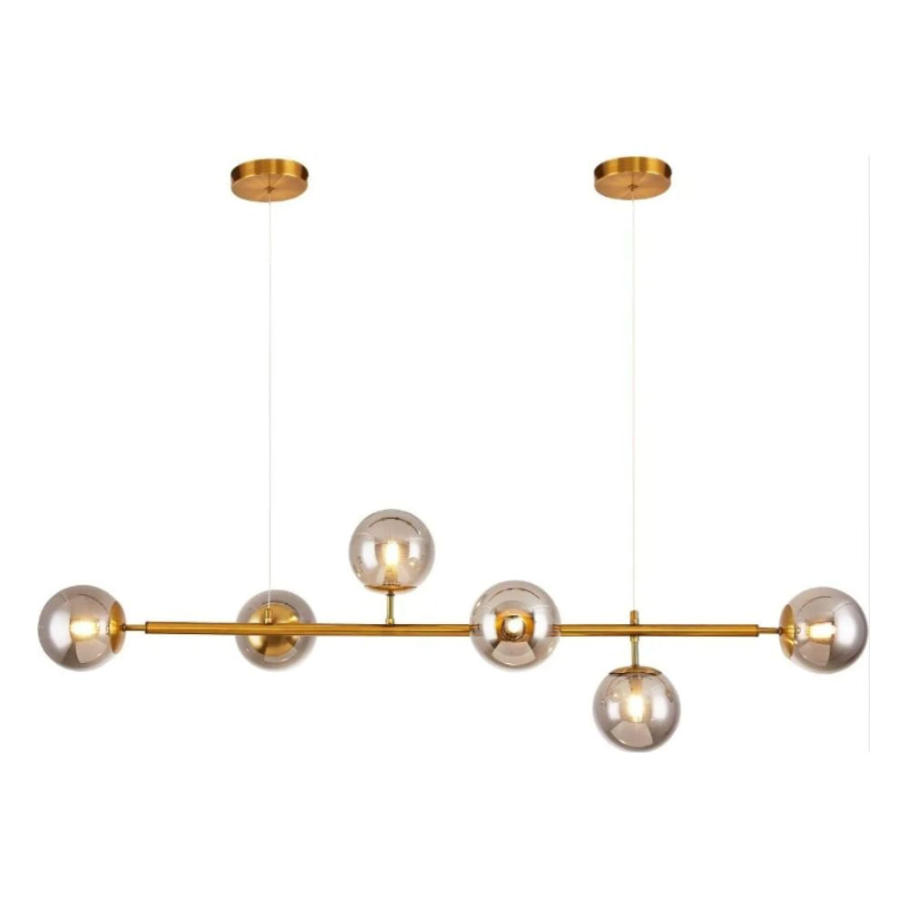Lampara De Techo Dorada Con 6 Luces Led Incluídos Colgante
