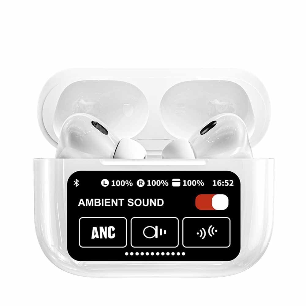 Audífonos Bluetooth A9 Pro Con Pantalla Tactil y ANC Blanco
