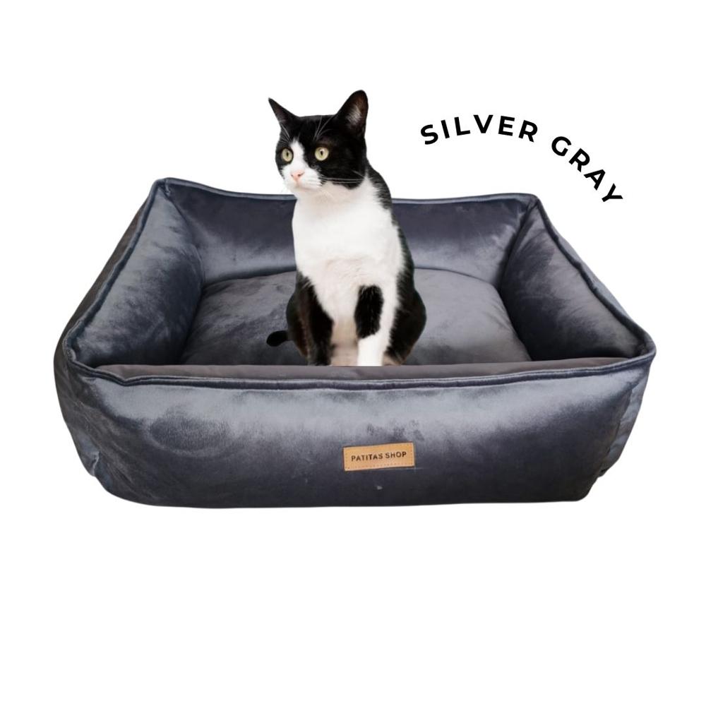 Cama Abrigadora Reversible de Felpa para Mascotas M Silver