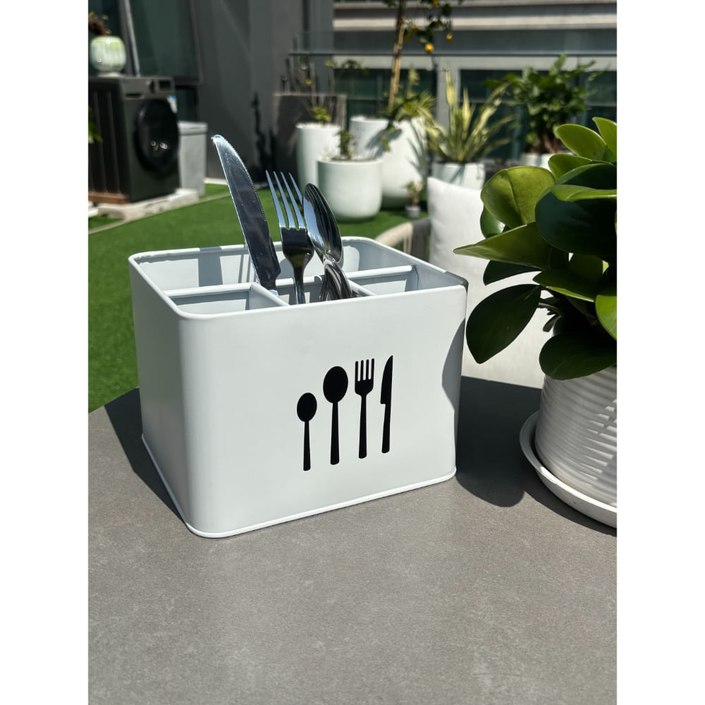 Porta Cubiertos Metal 18X15.5X13 Cm