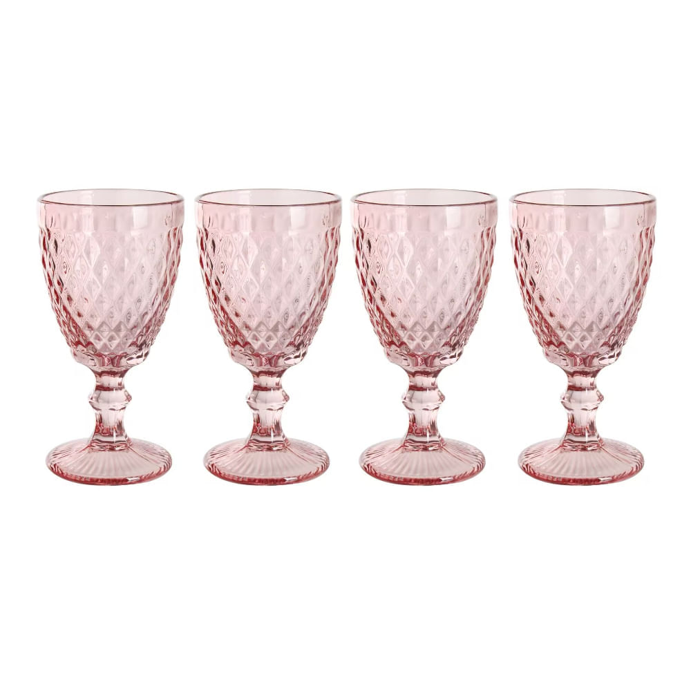 Set X4 Copa Vidrio  Rosado