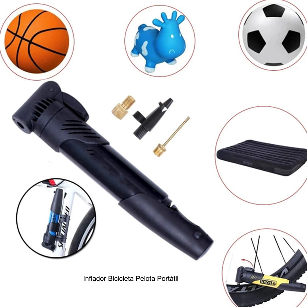 Inflador Bicicleta Pelota Portátil Negro