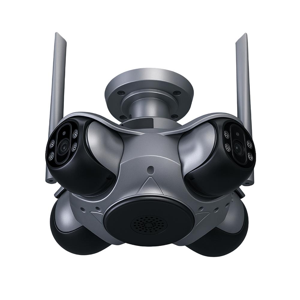 Cámara de Seguridad Búho WiFi 360° con 4 Lentes Móviles Visión Nocturna Exterior