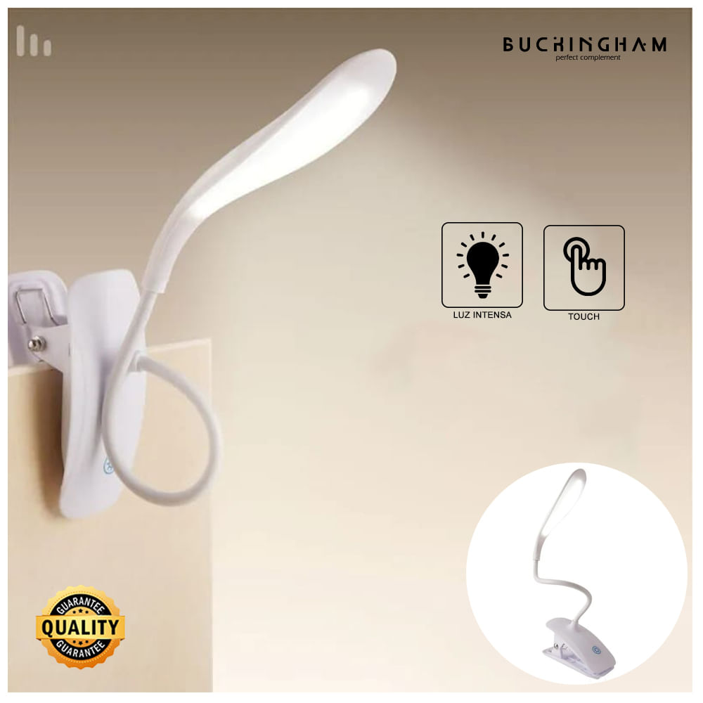 Lámpara de Lectura Dimmer Clip flexible DYH390006 Blanco