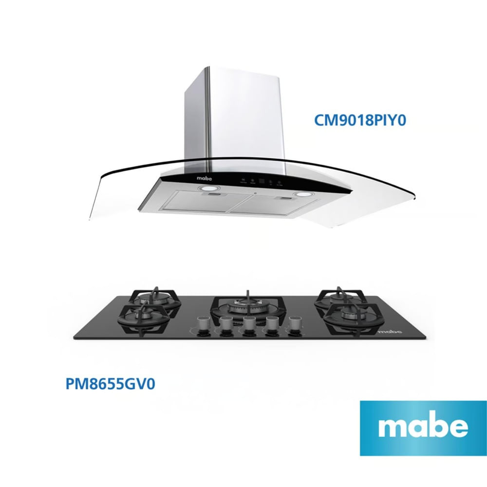 Combo MABE Cocina Empotrable PM8655GV0 y Campana CM9018PIY0