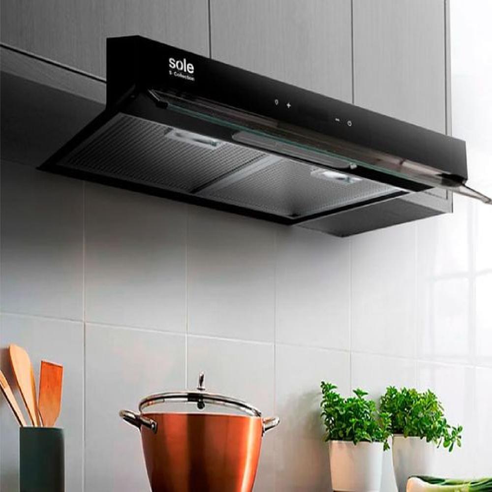 Campana Extractora Sole 60cm Slim Black TURE18CO Negro
