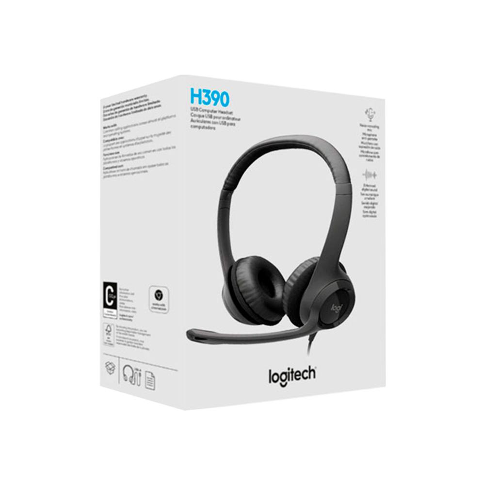 AUDIFONO LOGITECH H390, CON MICROFONO HASTA 94DB, INTERFAZ USB 2.0, COLOR NEGRO - P/N: 981-000014