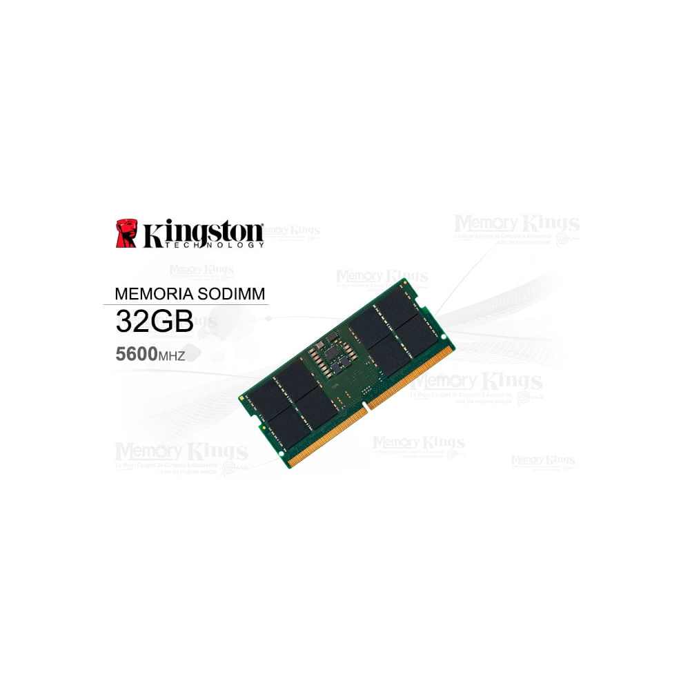Memoria Ram Kingston Valueram 32Gb Ddr5-5600 Sodimm Para Portátil - Doble Fila - Cl46
