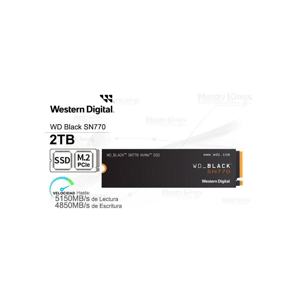Wd_Black Sn770 Ssd Interno 2Tb M.2 2280 Pcie 4.0 X4 (Nvme) - Almacenamiento Rápido Y Eficiente