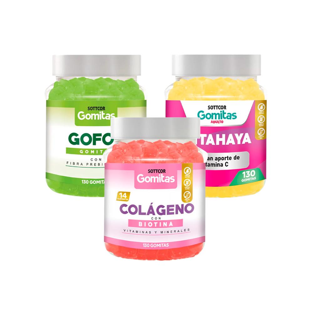 Mega Combo Gomitas Gofos + Colágeno + Pitahaya Sottcor Adultos