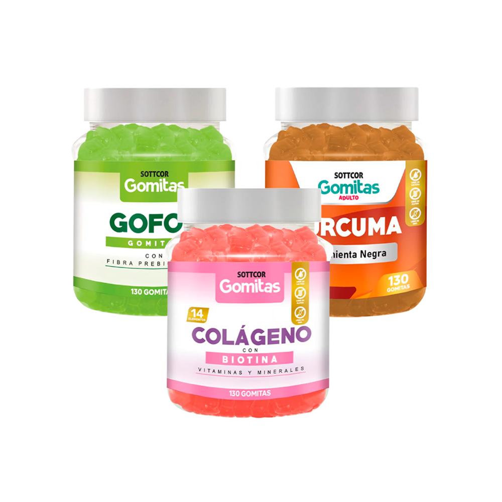 Mega Combo Gomitas Gofos + Colágeno + Cúrcuma Sottcor Adultos