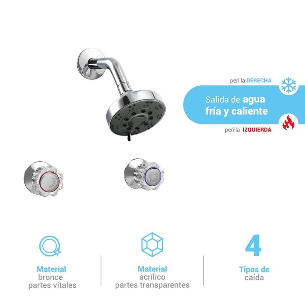 MEZCLADORA DE DUCHA BIMANDO ARUBA SALIDA TECNO CROMADO ITALGRIF MEZCLADORA DE DUCHA BIMANDO ARUBA SALIDA TECNO CROMADO ITALGRIF