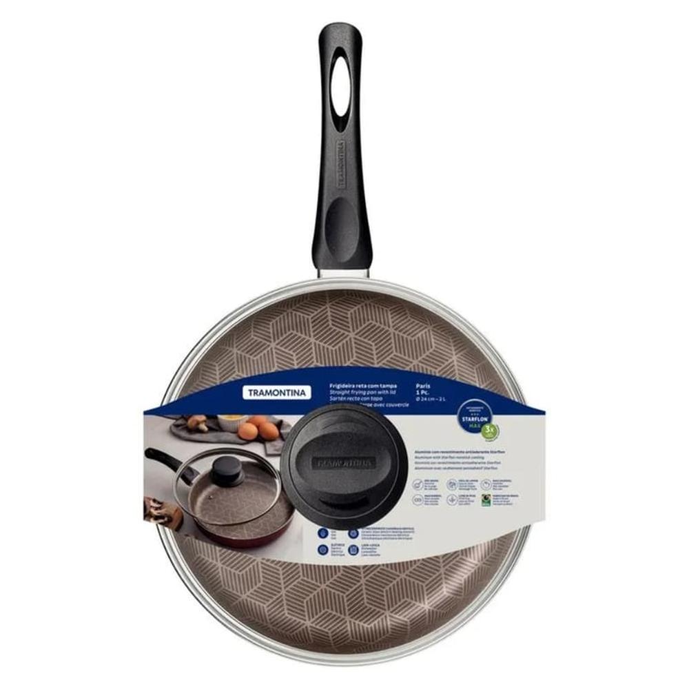 Sarten Antiadh. Recta C/Tapa Paris 24 cm- Tramontina 20144/724