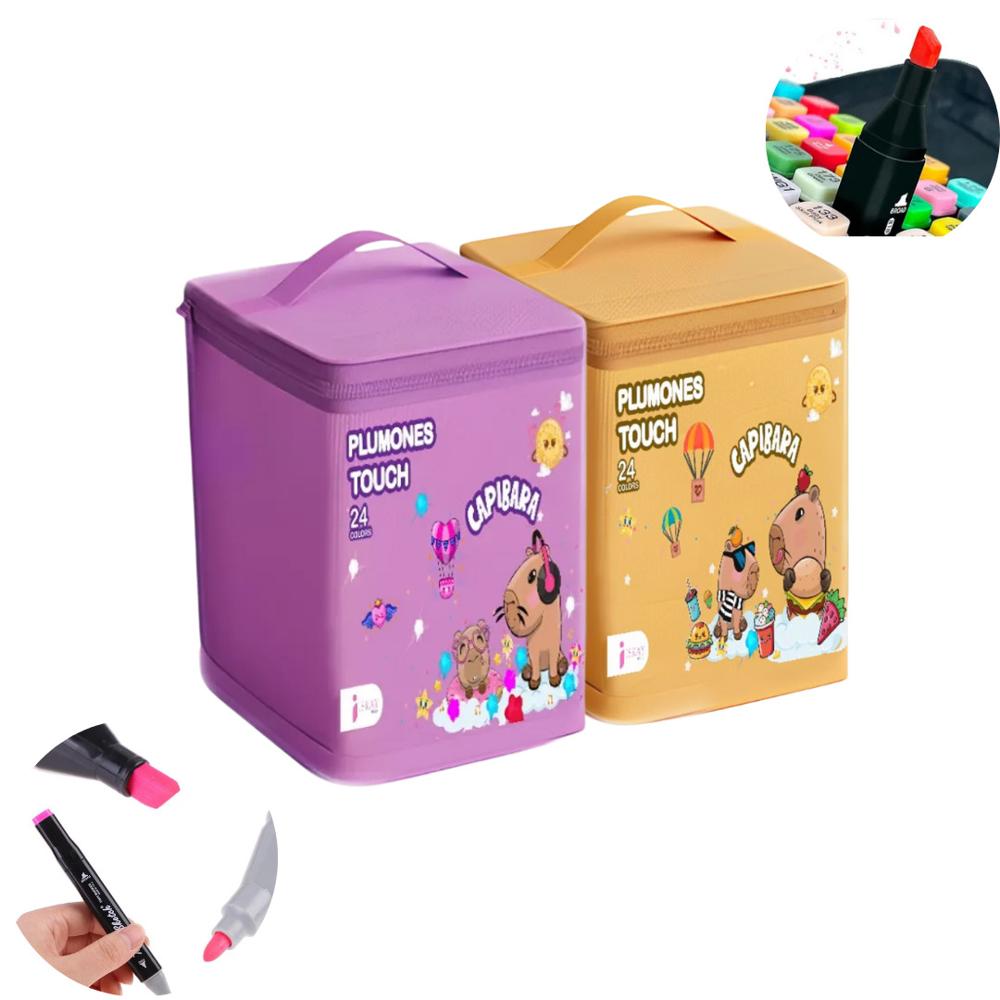 Plumones Touch 24 Piezas Con Base Capibara Marrón