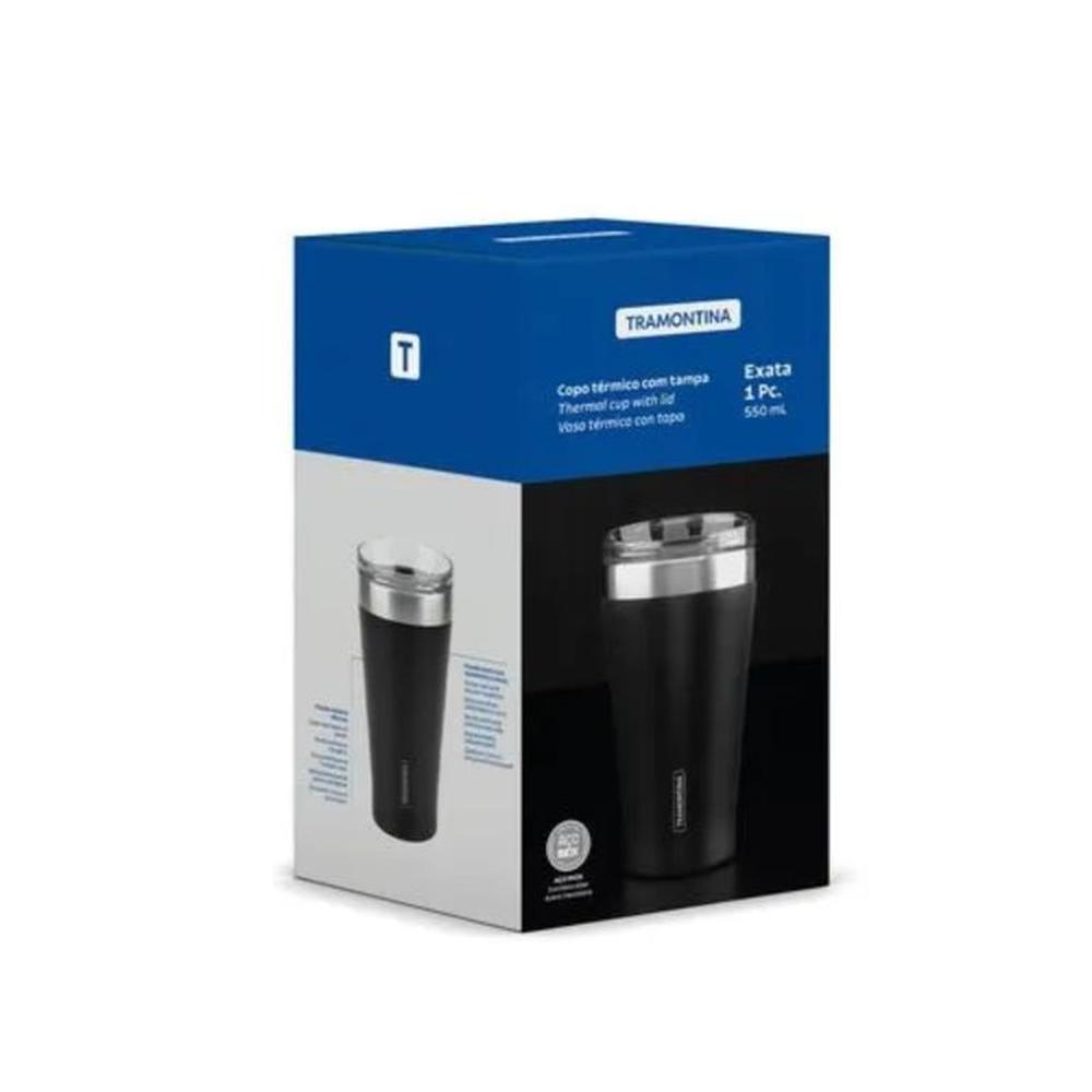 Vaso Térmico con tapa 550 ml Negro Exata - Tramontina