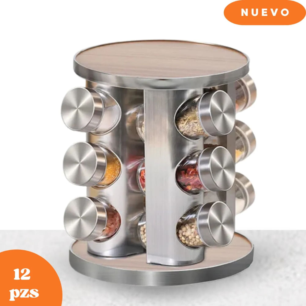 Set x12 Condimenteros Giratorio con Madera-90390401