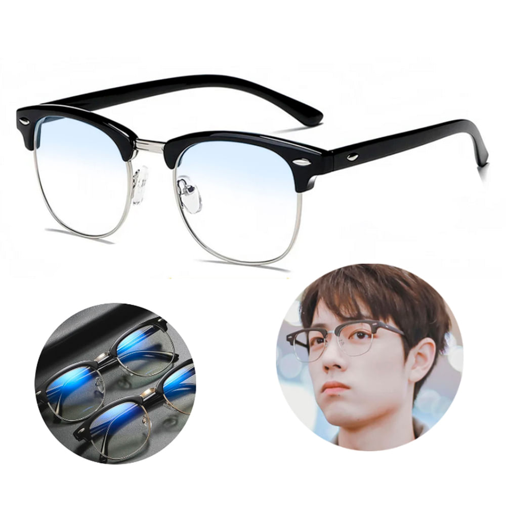 Lentes Premium Negros Modelo Clásico Con Filtro Azul Protección