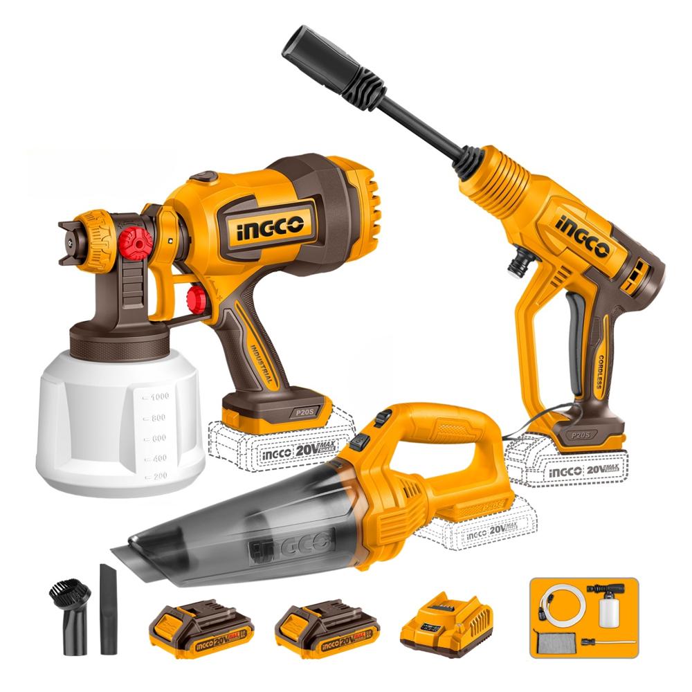 Combo Hidrolavadora + Pulverizadora + Aspiradora 20v Ingco COSLI230522