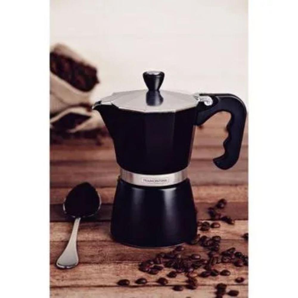 Cafetera Expresso Italiana Tramontina en Aluminio Negro