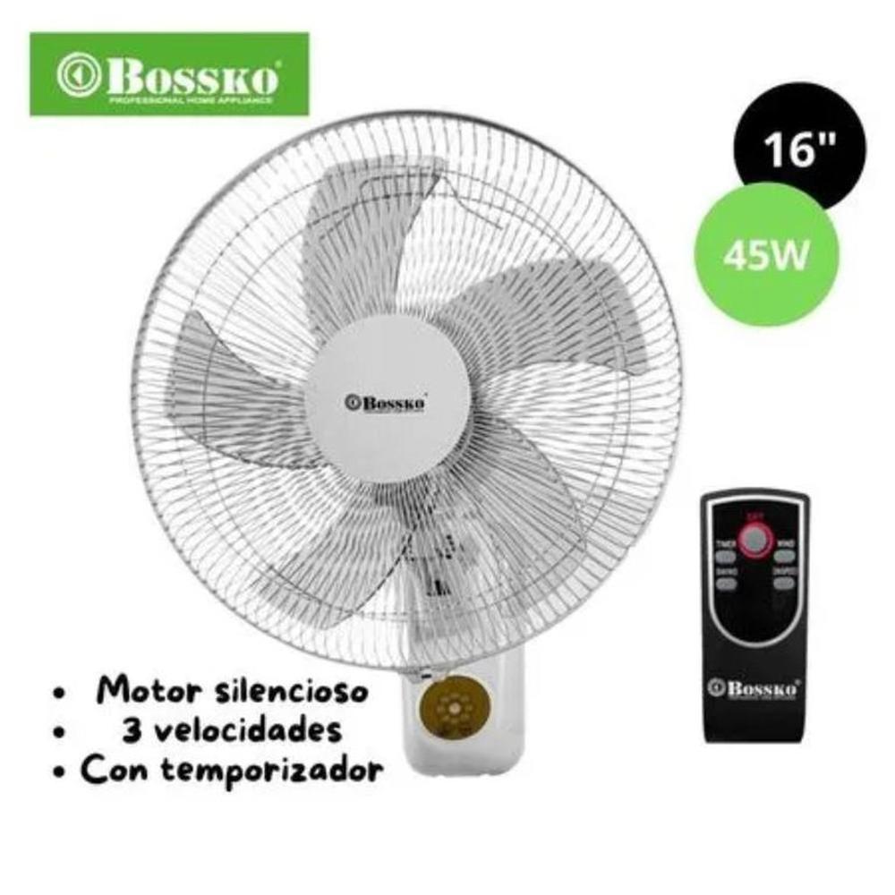 Ventilador de Pared Bossko con Control Remoto 16 Pulgadas
