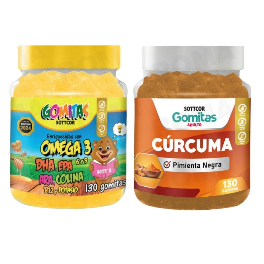 PACK 2 GOMITAS OMEGA 3 NIÑOS  + GOMITAS CÚRCUMA 260 UND