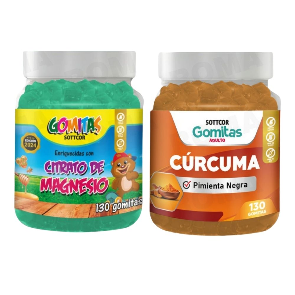 PACK 2 GOMITAS CITRATO DE MAGNESIO NIÑOS + GOMITAS CÚRCUMA 260UND