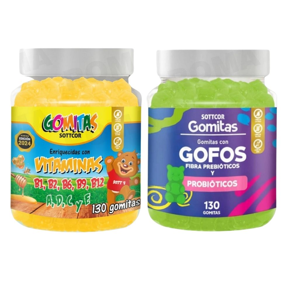 PACK 2 GOMITAS VITAMINAS PARA NIÑOS + GOFOS PARA NIÑOS 260 UND