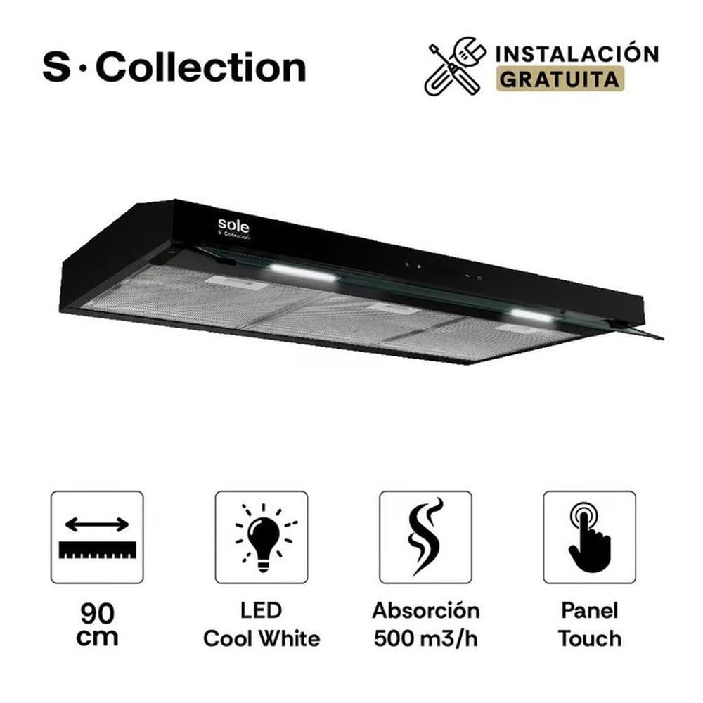 Campana Extractora S-Collection Slim Black 90cm Sole