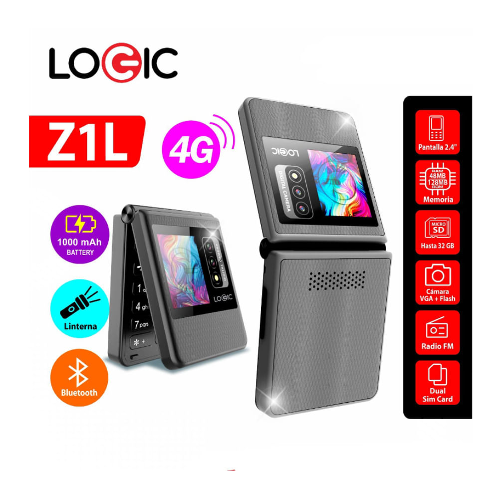 Celular Logic Z1L 4G, Pantalla de 2.4"",Bateria 1000 mAh, Radio FM