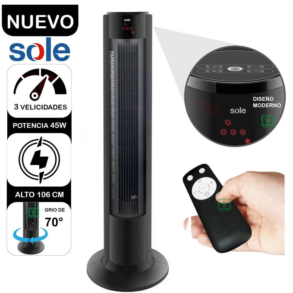 Ventilador de Aire Sole Tipo Torre - SOLAIR018 - Negro