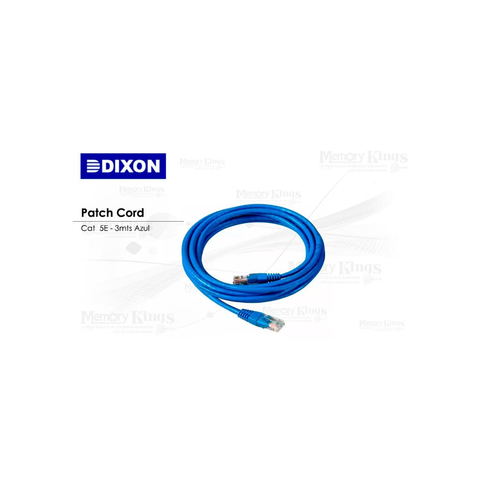 Cable De Red Patch Cord Dixon 3M Cat 5E Azul - Conexión Rápida Y Estable Para Redes Ethernet