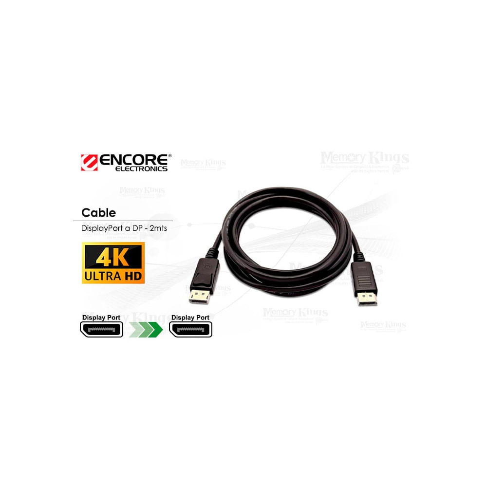 Cable Displayport A Displayport 2 Mts Encore - Soporta 2K/4K, Ideal ...