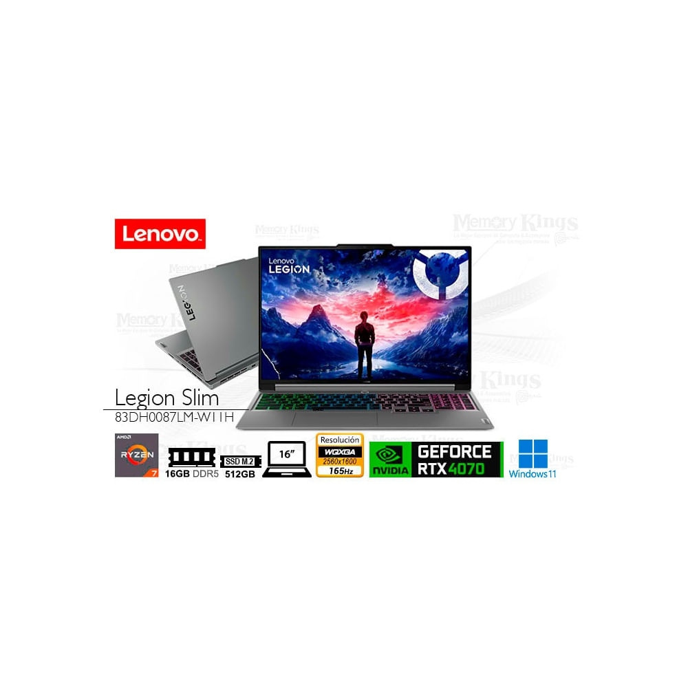 Lenovo Legion Slim 5 - Laptop 16"" Ryzen 7 8845Hs, 512Gb Ssd, 16Gb Ram, Geforce Rtx 4070, Windows 11