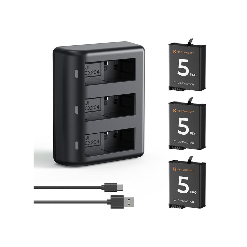 Kit de 3 baterías + cargador triple para DJI OSMO Action Pro 5/4/3 KF28.0086