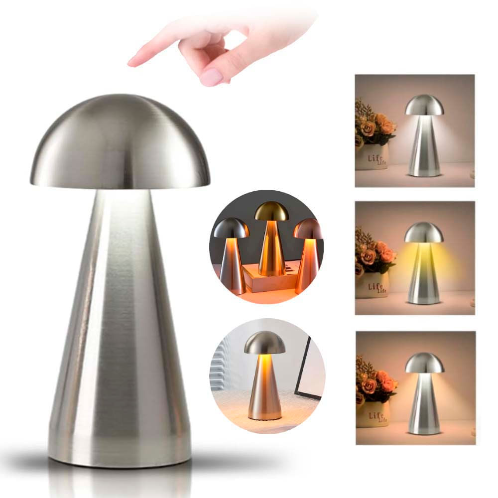Lámpara de Mesa y Escritorio Touch Recargable Luz Cálida y Fría Plata