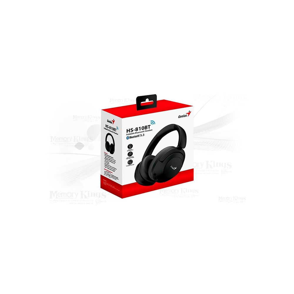 Auriculares Genius Hs-810Bt Bluetooth Inalámbricos Color Negro, Sonido De Alta Calidad