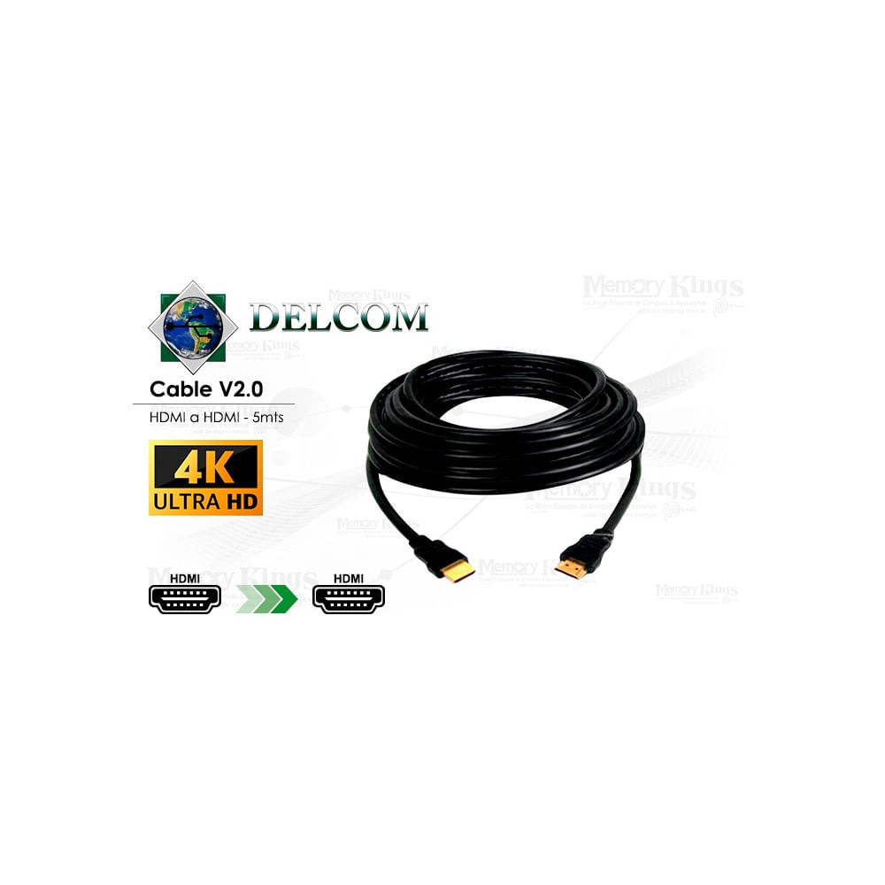 Cable Hdmi 5M Delcom Uhd 4K/2K - Alta Definición, Compatible Con Todos Los Dispositivos Hdmi