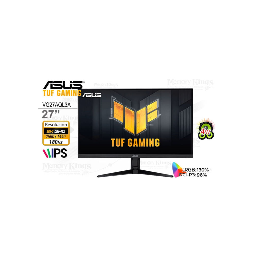 Monitor Asus Tuf Gaming Vg27Aql3A 27"" Ips 2K 180Hz - Excelente Calidad De Imagen Y Rendimiento Gami