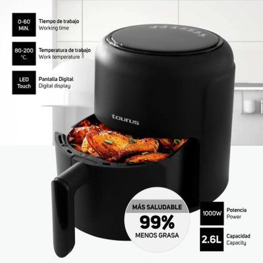 FREIDORA DE AIRE NEGRA 26L 1000W BLACK FRYER TAURUS