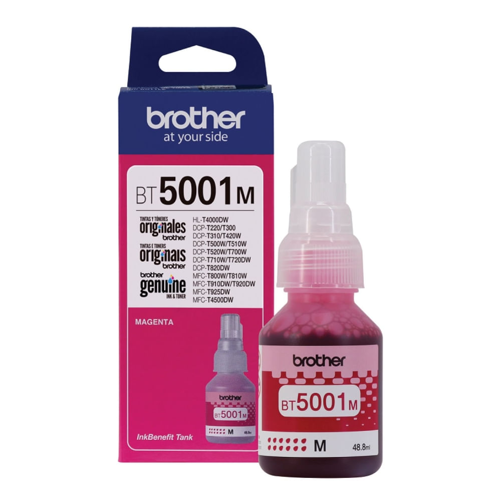Tinta Brother Bt5001M Magenta Para Dcp-T300, Dcp-T500W Y Dcp-T700W - Alta Calidad De Impresión