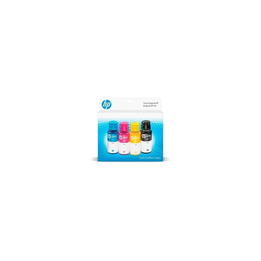 Kit De Tintas Hp Gt53/Gt52 - Pack De 4 Botellas: Negro, Magenta, Cian Y Amarillo