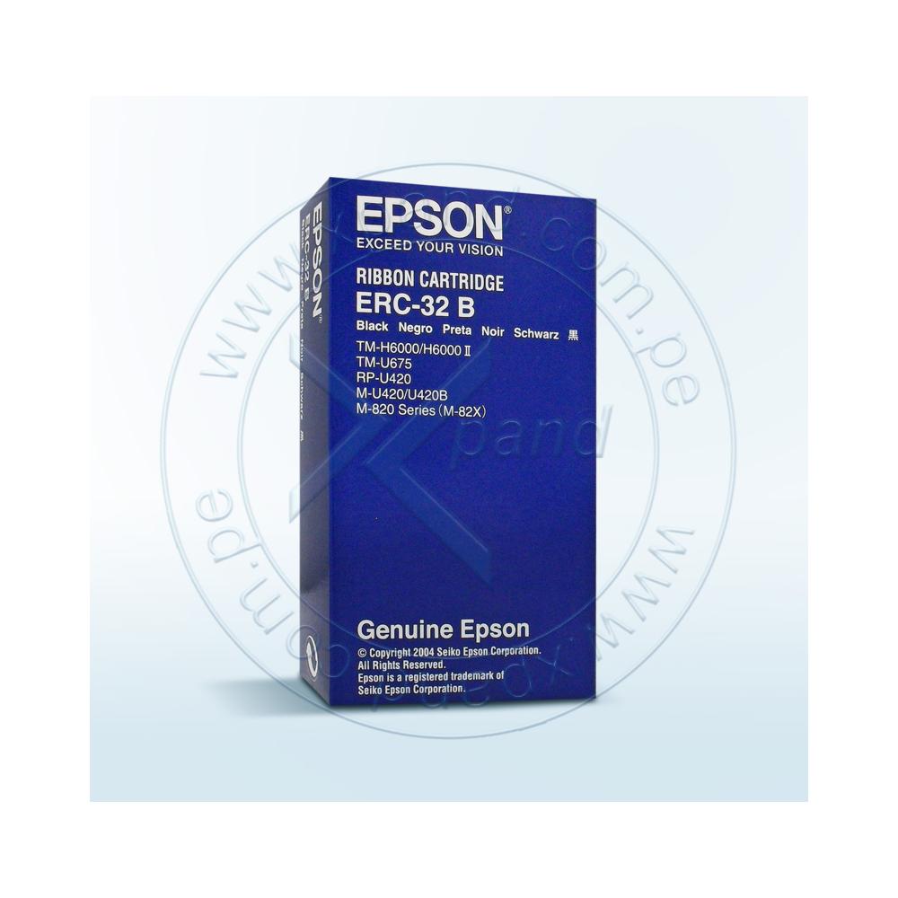 Cinta De Impresión Epson Erc-32B Negra, Compatible Con Impresoras De Matriz De Puntos