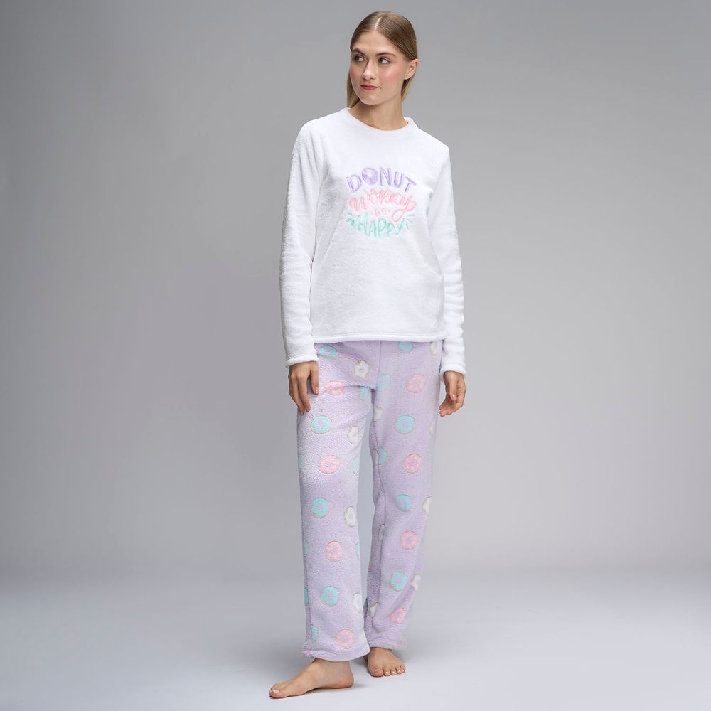 Pijama Mujer Polar Mix Hypnotic Manga Larga Oechsle