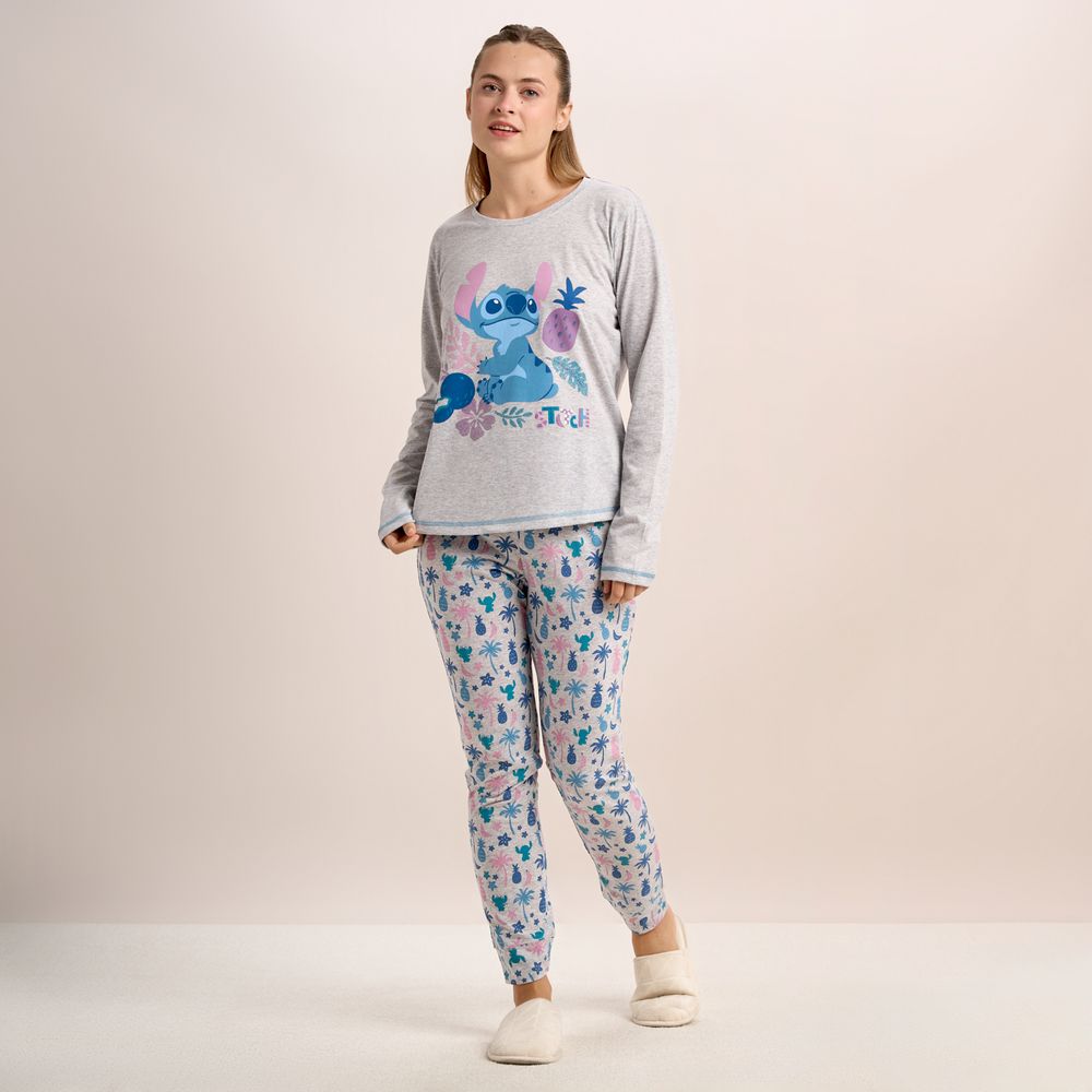 Pijama Mujer Stitch Coconut Disney Manga Larga Pantalón Algodón