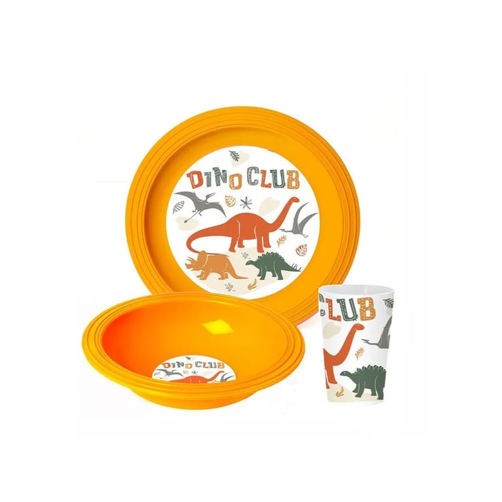 Set Plato + Vaso X 3 Pza Dec Dino Club