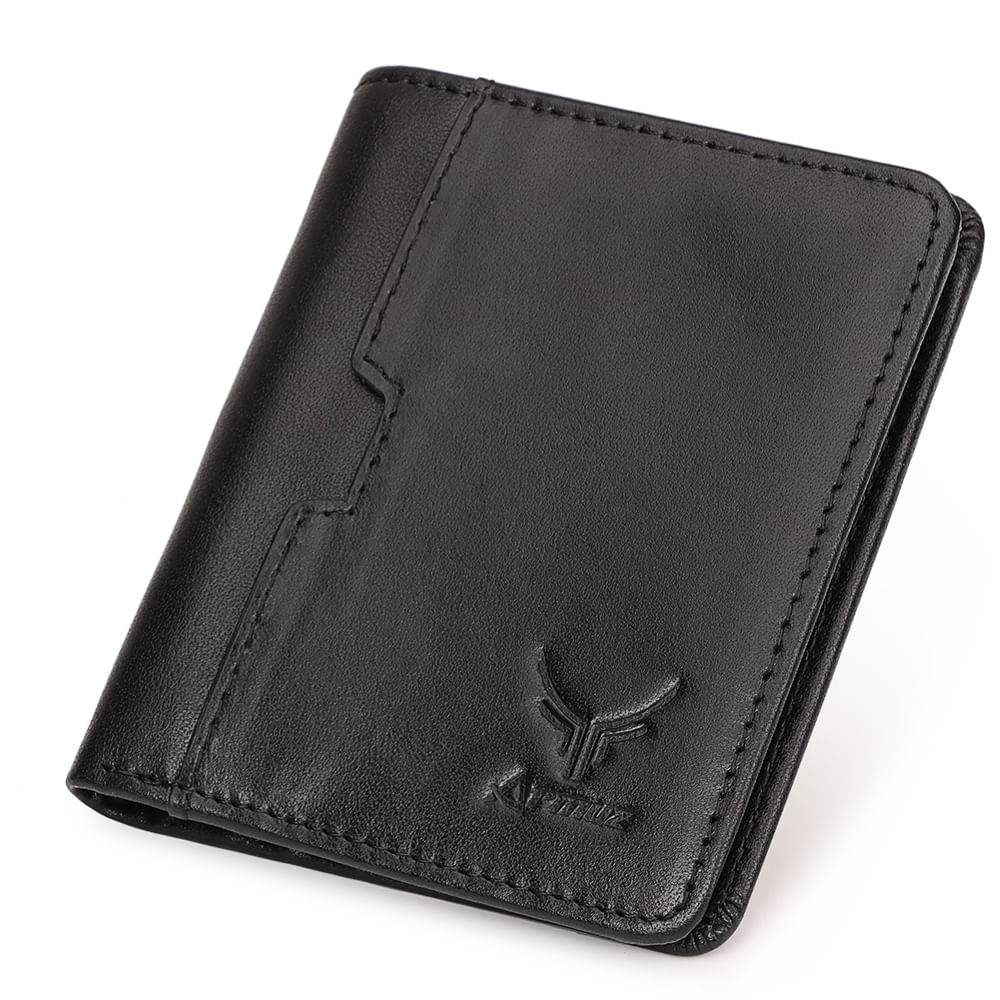 Billetera De Cuero Vacuno Slim BP886 Black Sin Cierres Ni Broches Con RFID