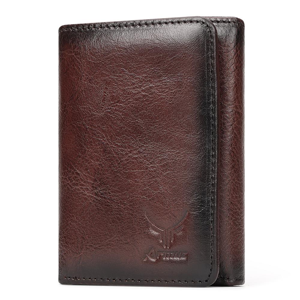 Billetera De Cuero Vacuno De Tres Cuerpos AR21 Con RFID